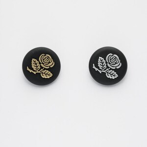 5 bottoni con gambo fiore 15 mm / argento, bottoni oro / fantasia, bottoni fiore nero, bottoni camicetta, bottoni femminili, bottoni donna