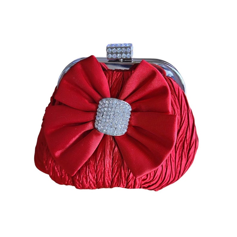 Petit sac bourse satin et strass noir ou rouge / Pochette mariage, sac cérémonie, sac bandoulière zdjęcie 3