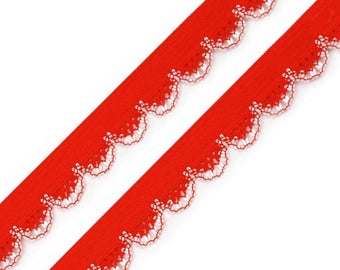 3yd scalloped elastic ribbon with lurex 0.55" / many colors / decorative elastic band, elastic border lingerie, stretch border