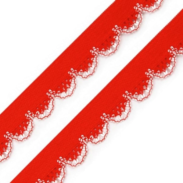 3yd scalloped elastic ribbon with lurex 0.55" / many colors / decorative elastic band, elastic border lingerie, stretch border