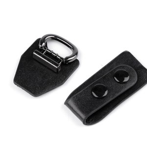 Black Eco Leather Fastening / leatherette fastener, buckle closure for clothing or leather goods image 3