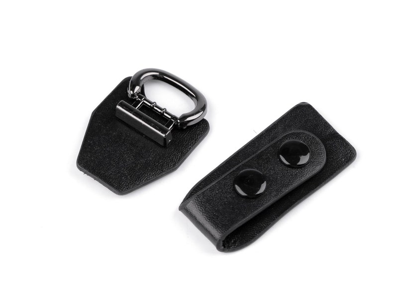 Black Eco Leather Fastening / leatherette fastener, buckle closure for clothing or leather goods image 3