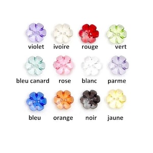 10 boutons cristal fleurs transparents 13mm / Nombreux coloris / Boutons fleurs en plastique transparent, boutons fantaisie, boutons fille image 2