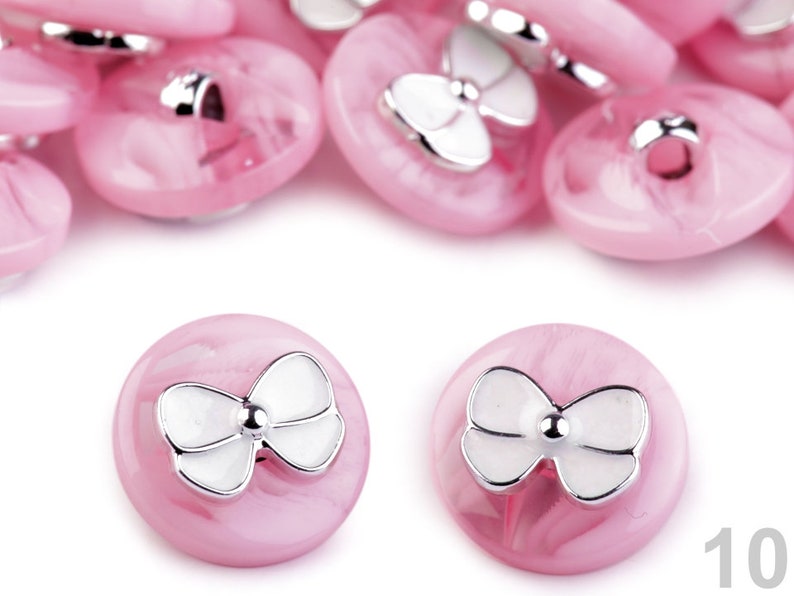 10 boutons avec noeud 18mm / Nombreux coloris / Boutons marbrés en plastique, boucle au dos, motif noeud image 7