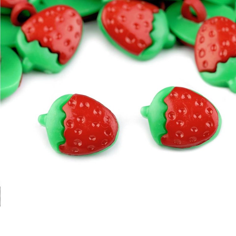 10 rote und grüne Fruchtknöpfe / Äpfel Kirschen Erdbeeren / | Etsy