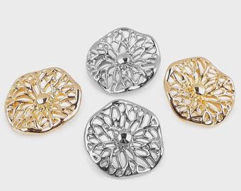 38mm silver or gold metal jeweled button, French haute couture style, chic coat button, luxury couture, set of 2 or 10