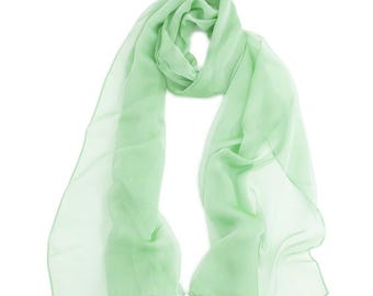 Pure silk chiffon stole 180x55cm / Many colors / Silk scarf, silk stole, wedding stole