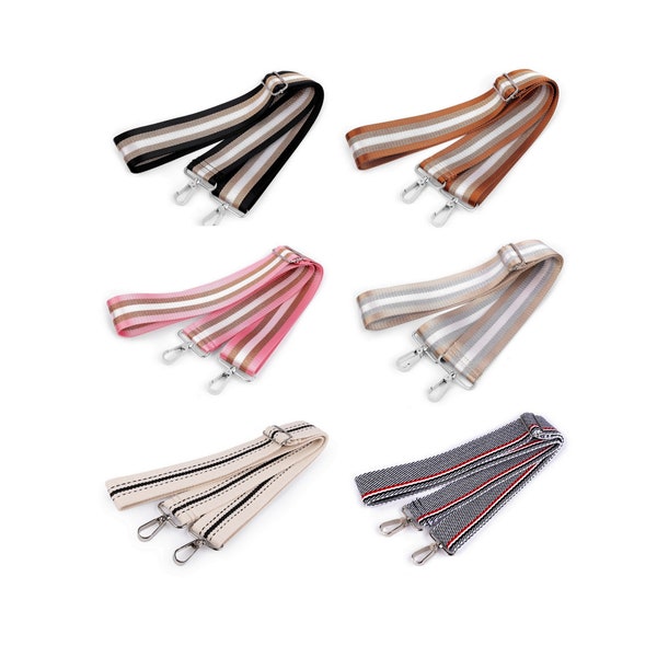 Bag strap with carabiners 79/142 cm / multicolor striped bag strap, bag strap, bag handle