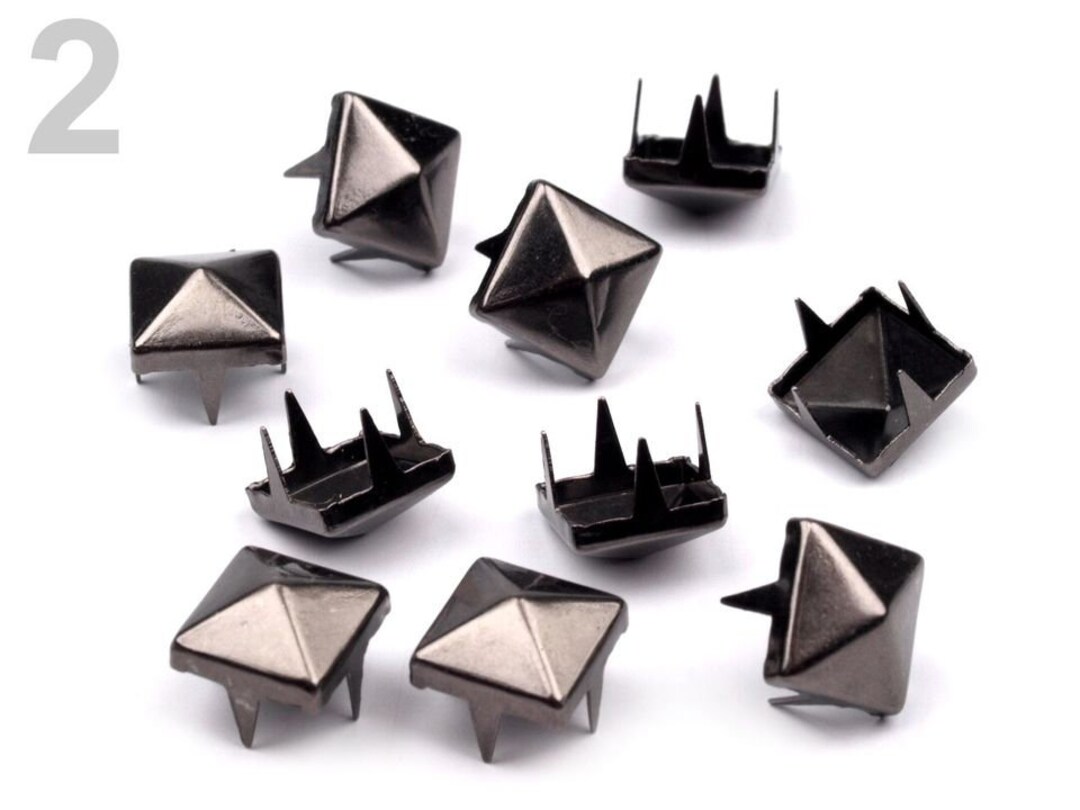 50 Silver Pyramid Studs 7mm / Silver Spikes Domes for Punk Vintage