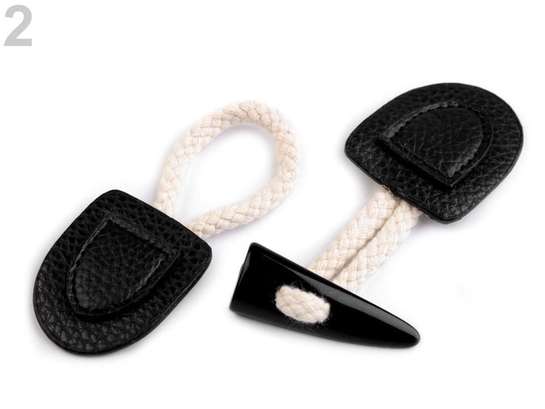 2 Duffle Coat Toggle Horn Button Fastener Eco Leather / Black Etsy