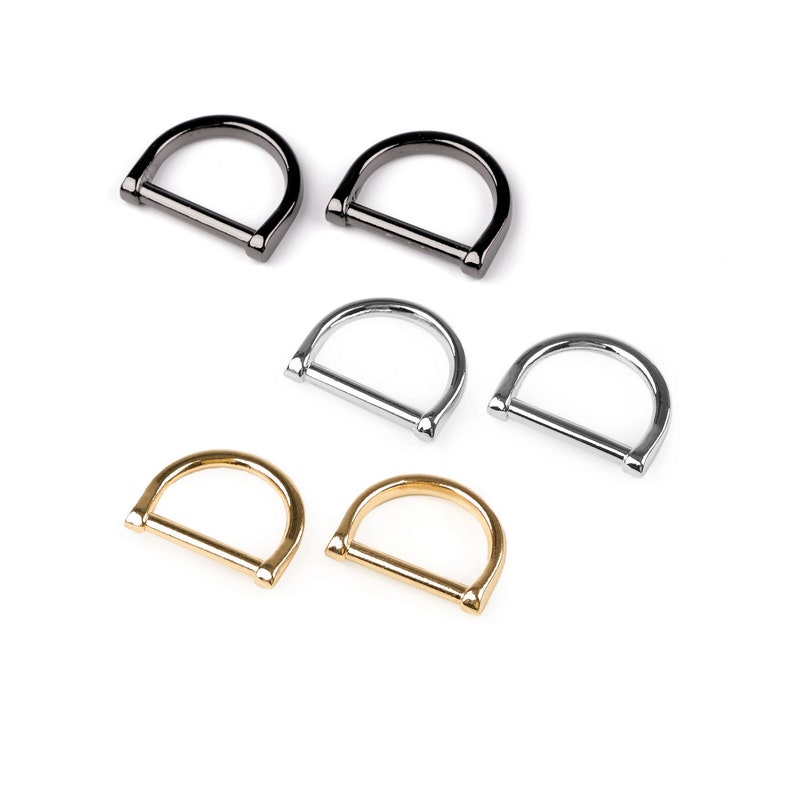 4 metal stirrup loops 25mm, half ring loops D shape image 1