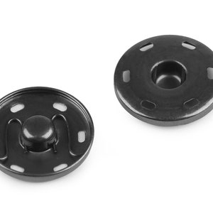 4 large metal snap buttons 30 mm to sew on Black nickel
