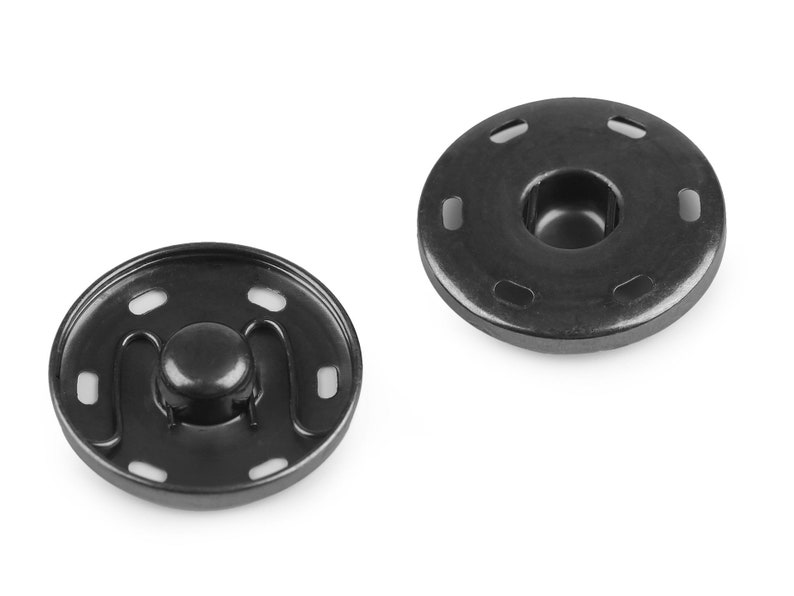 4 large metal snap buttons 30 mm to sew on Black nickel