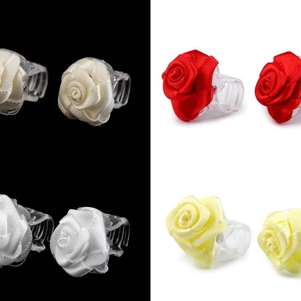 10 pinces crabes avec mini roses en satin / nombreux coloris / barrettes cheveux, accessoires coiffure,pinces cheveux, fleurs cheveux