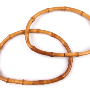 2 oval bamboo bag handles / creation of handbag tote bags knit pouch, natural bag handles image 3