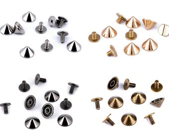 Schraubnieten Spitze / Bodenbeutelfüße Ø9,5 mm / Spikes Domes für Punk-Vintage-Kleidung, Nietenjacken oder -taschen, dekorative Nieten