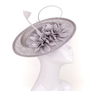 Wedding fascinator pink, gray, anise green flower / Wedding hat, wedding hairstyle accessory image 4
