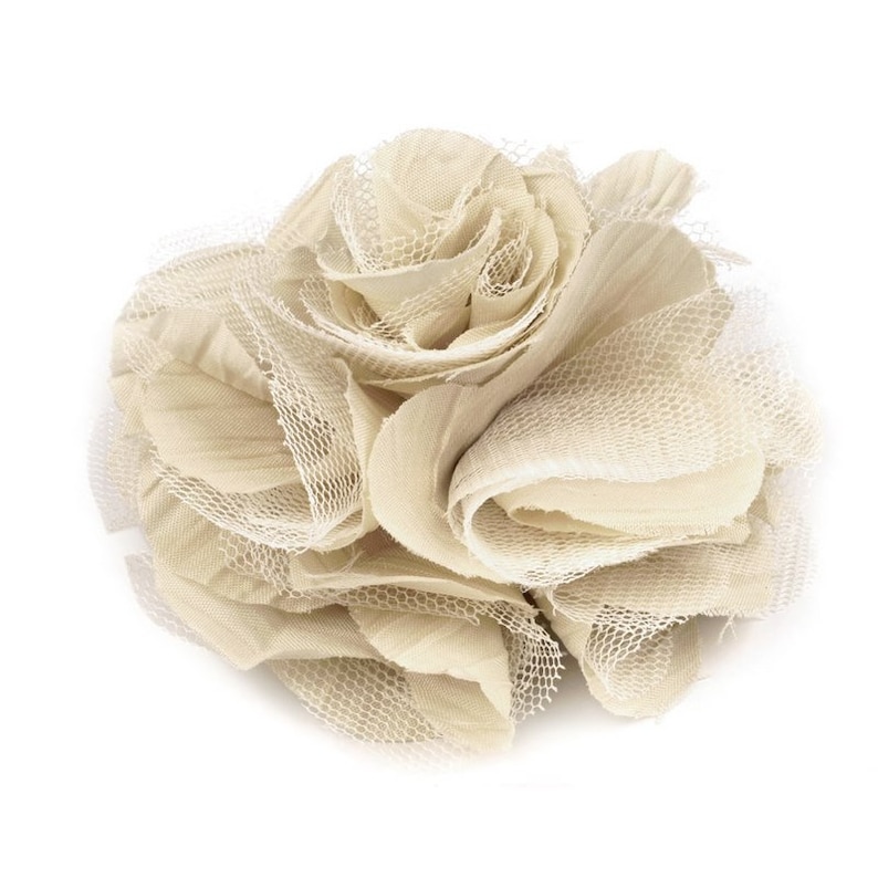 Broche Déco Fleur Verte Brillante En Tissu Soyeux - Vintage, Bon état