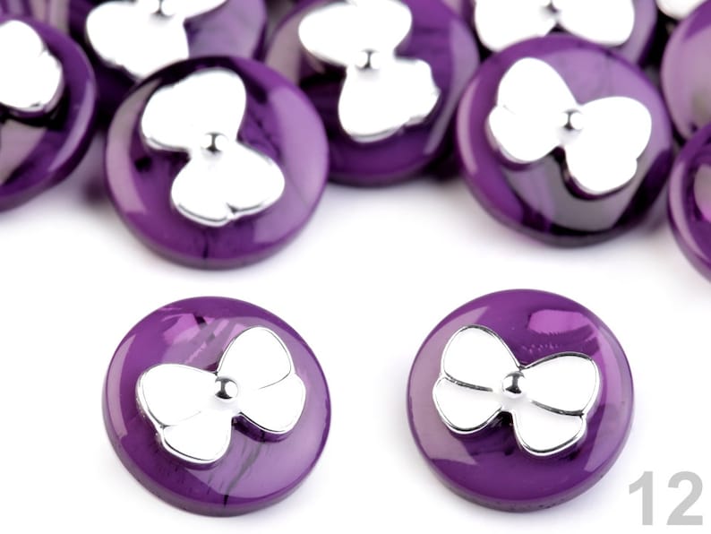 10 boutons avec noeud 18mm / Nombreux coloris / Boutons marbrés en plastique, boucle au dos, motif noeud image 5