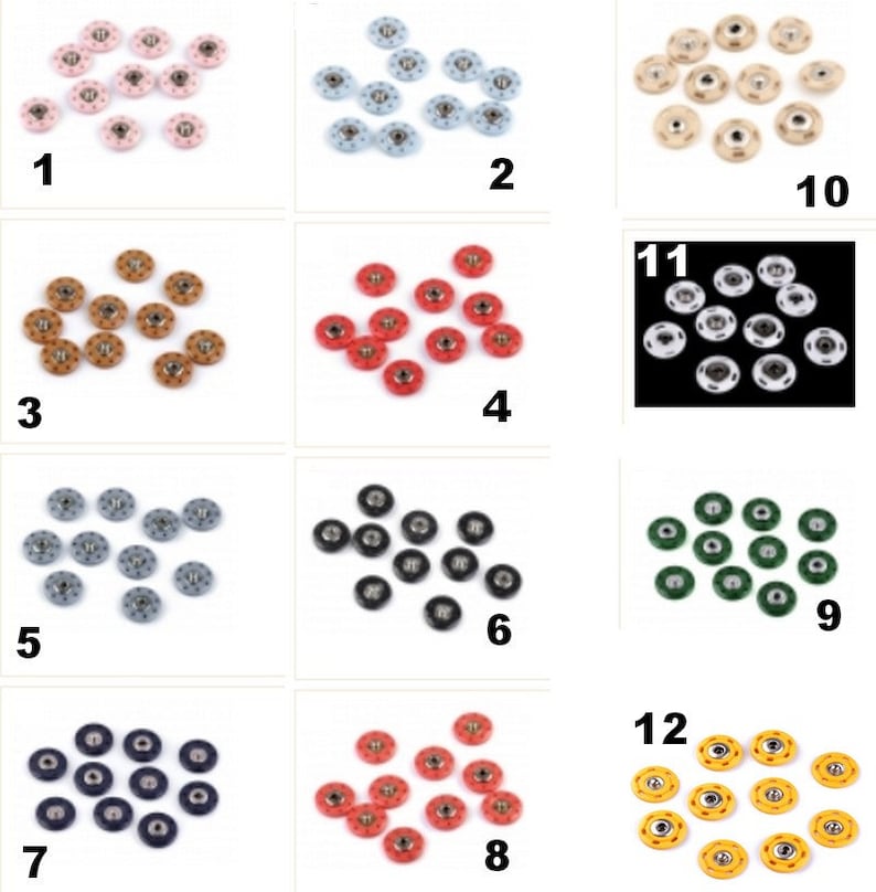 5 boutons pressions à coudre / Nombreux coloris / bouton pression, boutons à coudre image 2