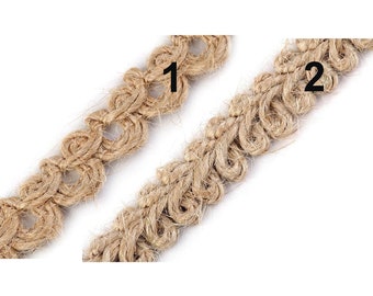 3M Galon tressé jute soutache 11mm / corde jute naturelle tressée, soutache corde, décoration mariage rustique, tresse corde jute