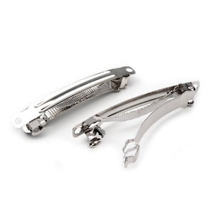 silver metal barrettes 6x60mm / Metal hair accessory, hair clip base to decorate