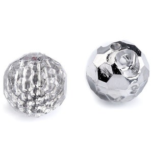 Silver faceted transparent crystal buttons Ø10 mm image 2