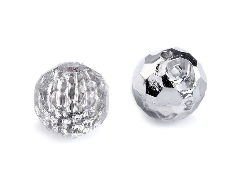 Silver faceted transparent crystal buttons Ø10 mm image 2