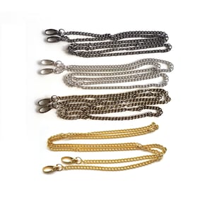 Metal bag Strap chain 120cm with 2 carabiners / bag handles, shoulder bag chain, metal chain, chain strap, chain handle for bag making