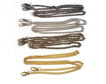 Metal bag Strap chain 120cm with 2 carabiners / bag handles, shoulder bag chain, metal chain, chain strap, chain handle for bag making