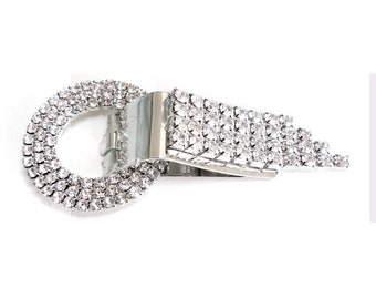 Rhinestone Crystal Adornment / Crystal clip closure / hook clip rhinestone buckle, metal clip, hook clasp, clip clasp, crystal button