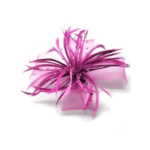 Accessoire de coiffure ou broche fleur en sisal et plumes, bibi, fascinateur zdjęcie 1