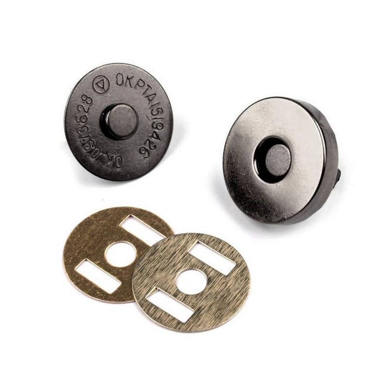 5 Fermoirs magnétiques aimantés /10, 14 ou 18 mm / bronze argent or noir / Boutons pressions aimantés, aimants pour fermeture sac Noir