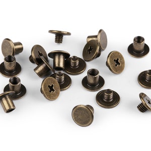 Rivets de selle à visser, rivet métallique pour reliure, rivets métal pour maroquinerie, sac à main, porte-monnaie / or, argent
