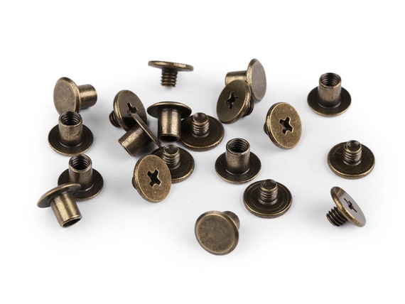 Rivets de selle à visser, rivet métallique pour reliure, rivets métal pour maroquinerie, sac à main, porte-monnaie / or, argent
