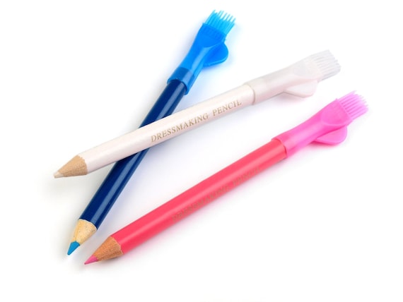 3 Tailors Chalk Pencil With Brush / Tailor Pencils With Tailor Brush / Chalk,  Seamstress Marking 