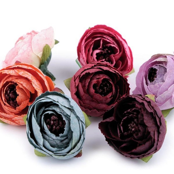 2 fabric roses 40 mm, artificial flowers for flower crowns, ikebana, flower arrangement, flower arrangement