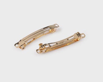 silver metal barrettes 6x60mm / Metal hair accessory, hair clip base to decorate