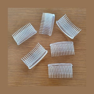 6 Translucent crystal combs / Decorative comb base, hair accessory to customize, plastic crystal comb