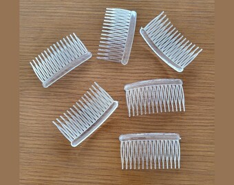 6 Translucent crystal combs / Decorative comb base, hair accessory to customize, plastic crystal comb