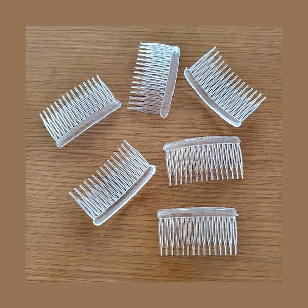 6 Translucent crystal combs / Decorative comb base, hair accessory to customize, plastic crystal comb