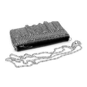 Evening clutch bag in silver sequins image 3