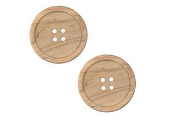 2 houten knopen 4 gaten / 80, 38 of 51 mm / grote knopen in natuurlijk hout