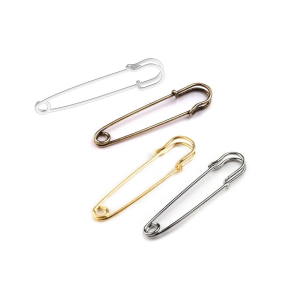 2 Oversized Safety Pins 13x75mm / silver or gold / safety pin, pin pin, kilt pin, decorative pin brooch or closure