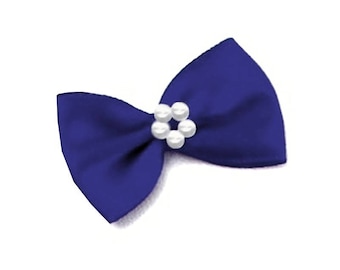10 Ribbon Bow With Pearls Bow Tie / Many colors / Decorative satin knot, wedding bow, bow with pearls