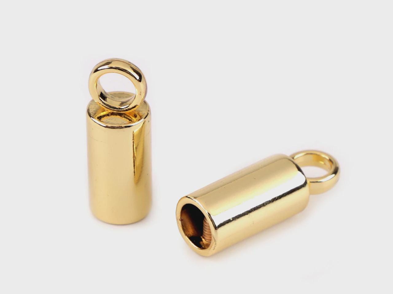 sourcing map Tappo terminale per cordino, 4 pezzi da 14 mm con chiusura a barilotto e perline terminatori per trovare nappe gioielli per creare borse fai da te, tono argento