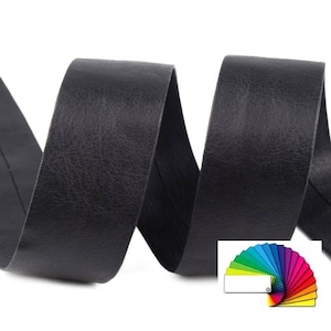 3M Bias similpelle / 15 o 30mm / Marrone, nero, rosso, argento / Bias piatto pre-piegato in pelle, bias preformato skai, bordo in tessuto