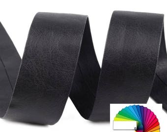 3yd Bias imitation leather / 15 or 30mm / Brown, black, red, silver / Bias flat pre-folded leather, bias preformed skai, fabric border gimp