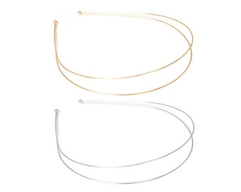 2 Serre-tête métal double / Métal argent ou or, plastique noir / Bandeau double headband en métal, base de serre tête métal