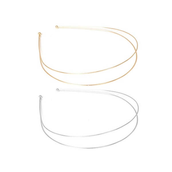 2 Serre-tête métal double / Métal argent ou or, plastique noir / Bandeau double headband en métal, base de serre tête métal